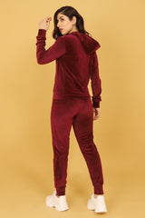 VELVET LUXE HOODED SET-BURGUNDY