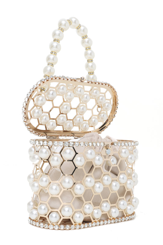 MINI PEARL CLUTCH-WHITE