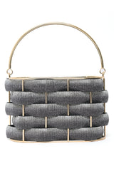 LUXE RIBBON BASKET CLUTCH-BLACK