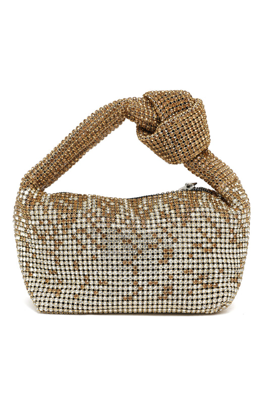 CRYSTAL KNOT SHOULDER BAG-GOLD