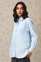 CLASSIC BUTTON-UP SHIRT WITH TAILORED FIT-BLUE