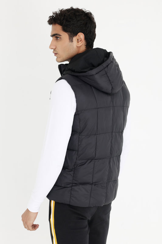 ALMAS HOODED PUFFER JACKET-BLACK