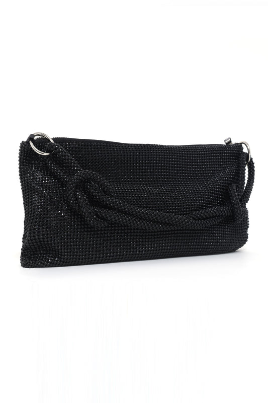 BLING BAG WITH STRAP-BLACK