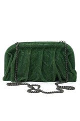 EMERALD LUXE GATHERED CLUTCHED-GREEN