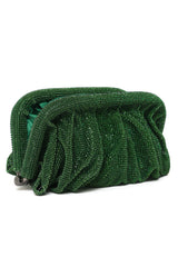 EMERALD LUXE GATHERED CLUTCHED-GREEN