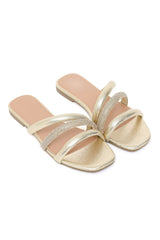 GLEAM CHIC SLIDES-GOLD