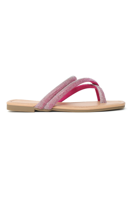 SPARKLE LUXE THONG FLATS-FUCHSIA