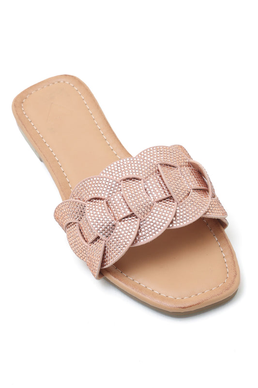 LUXEWOVEN SLIDES-CHAMPAGNE