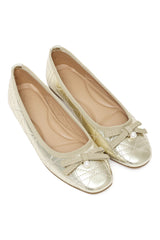 PEARL ACCENT QUILTED FLATS-GOLD