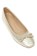 PEARL ACCENT QUILTED FLATS-GOLD