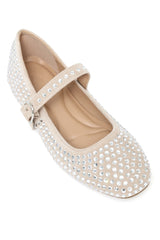 CRYSTAL-EMBELLISHED MARY JANES-BEIGE