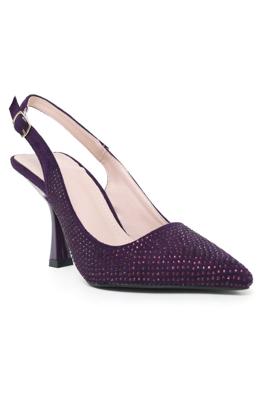 RHINESTONE BOW HEELS-PURPLE