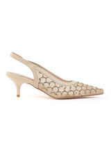 MESH SLINGBACK HEELS-BEIGE