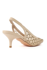 MESH SLINGBACK HEELS-BEIGE