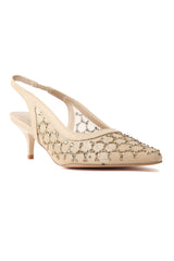 MESH SLINGBACK HEELS-BEIGE