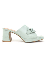 BUCKLED HEELED MULES-MINT