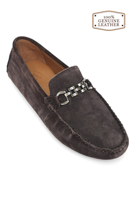 SUEDE CHAIN LOAFER-COFFEE