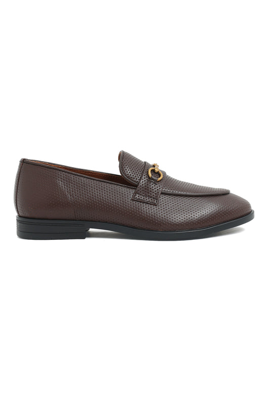 ELITE LEATHER PERFORATED LOAFERS-COFFEE