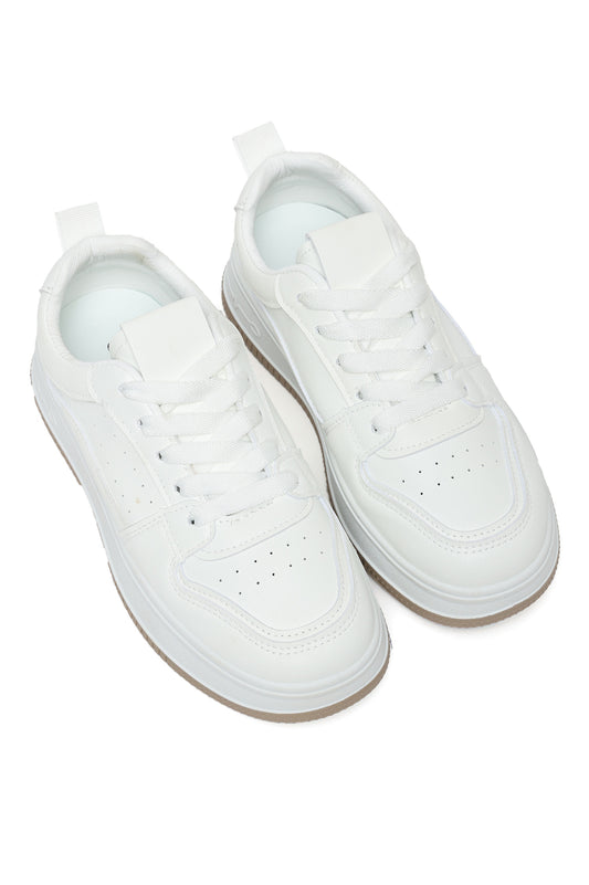 Minimalist Lace-Up Sneakers-White