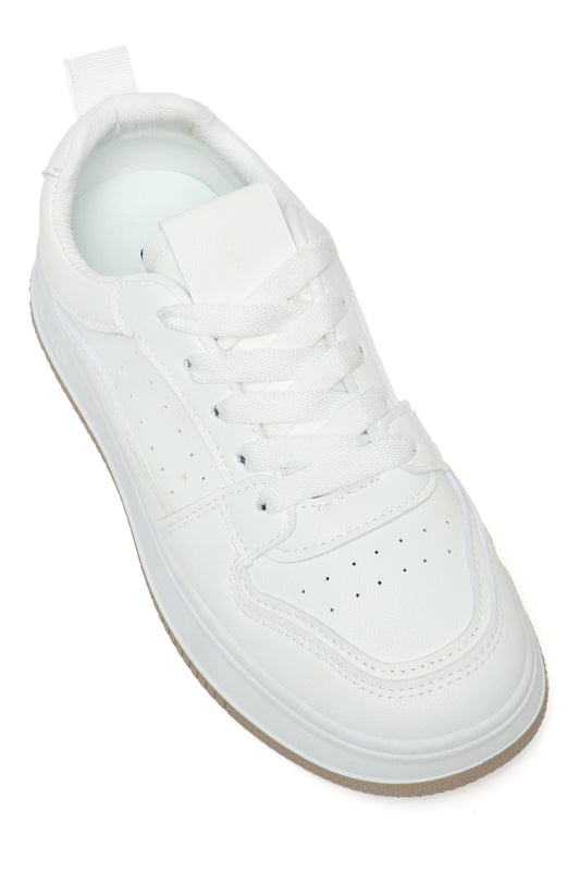 Minimalist Lace-Up Sneakers-White