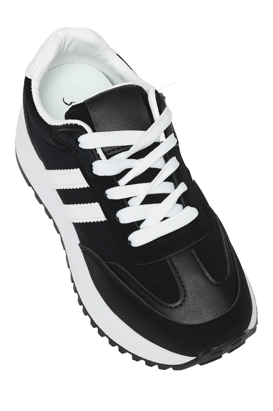 Retro Striped Sneakers-Blk/Wht