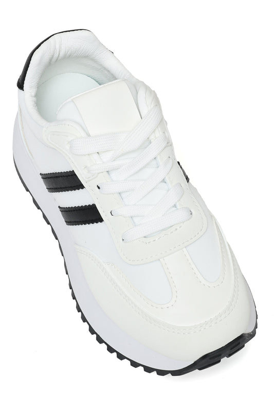 Retro Striped Sneakers-Wht/Blk