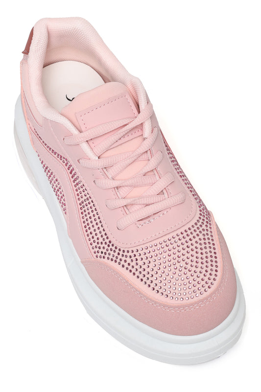 Rhinestone Accent Sneakers-Pink