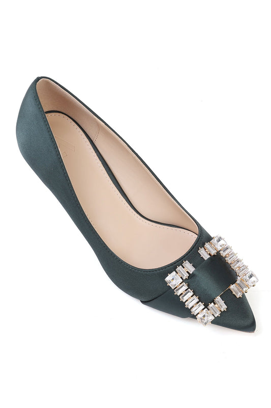 BROOCH HEELS-DARK-GREEN