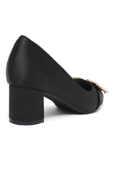 LUXE EMBELLISHED BUCKLE HEELS-BLACK