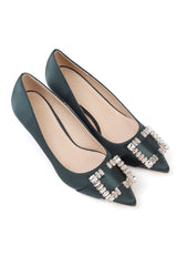 BROOCH HEELS-DARK-GREEN