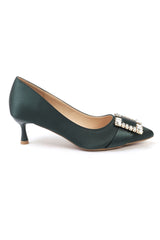 BROOCH HEELS-DARK-GREEN