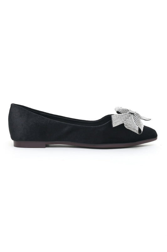 FLATS WITH BOW DETAIL-BLACK