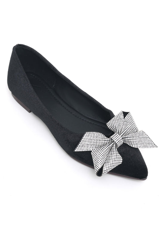 FLATS WITH BOW DETAIL-BLACK