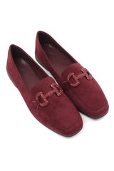 CHIC SUEDE LOAFERS-BURGUNDY