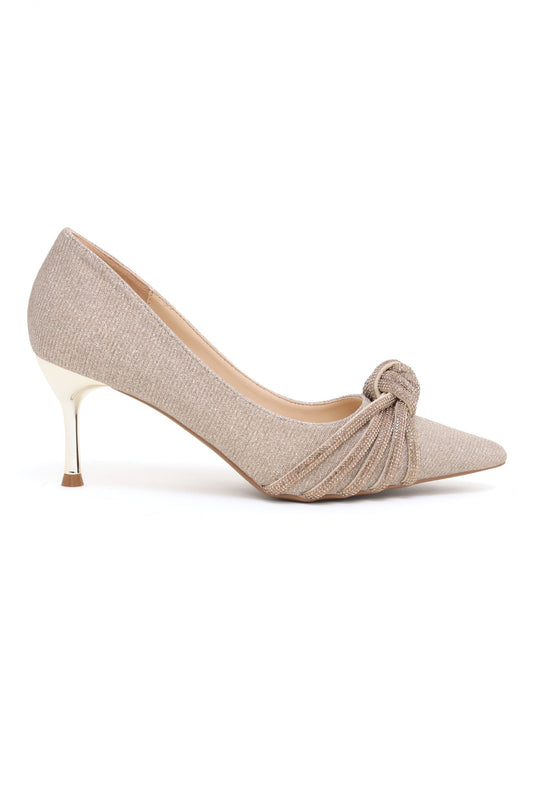 CRYSTAL KNOT HEELS-GOLD