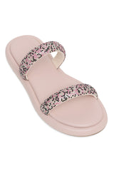 DAZZLING DOUBLE STRAP SLIDES-PINK