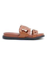 CHIC CHAINLINK SLIDES-CAMEL