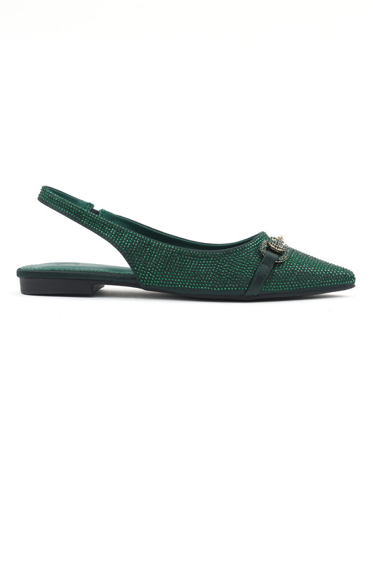 GLAM SLINGBACK FLATS-DK-GREEN