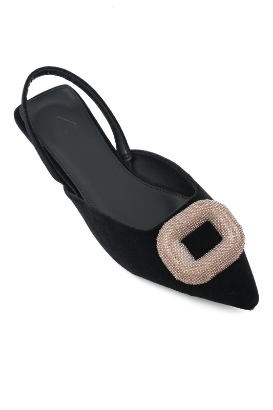 ELEGANT VELVET FLATS-BLACK