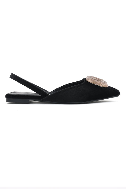 ELEGANT VELVET FLATS-BLACK