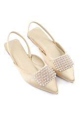 PEARL EMBELLISHED FLATS-GOLD