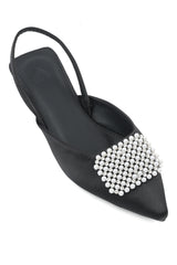 PEARL EMBELLISHED FLATS-BLACK