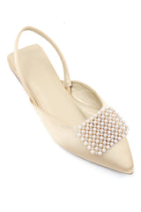 PEARL EMBELLISHED FLATS-GOLD