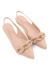 BEADED KNOT FLATS-NUDE