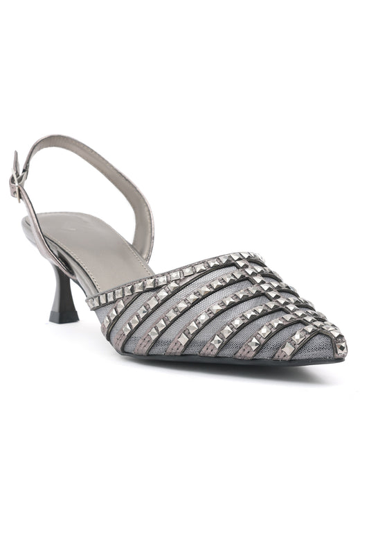 RHINESTONE SLINGBACK HEELS-PEWTER