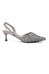 RHINESTONE SLINGBACK HEELS-PEWTER