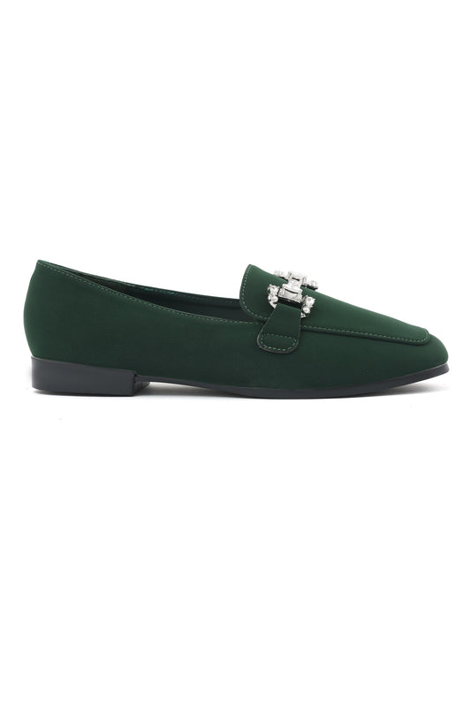 LUXE CRYSTAL LOAFERS-DK-GREEN