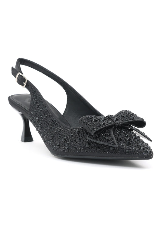 EMBELLISHED SLINGBACK HEELS-BLACK