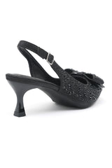 EMBELLISHED SLINGBACK HEELS-BLACK