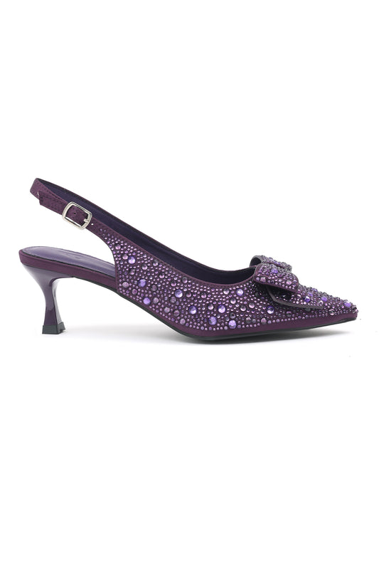 EMBELLISHED SLINGBACK HEELS-PURPLE